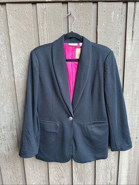 Susan Graver Black Blazer with Hot Pink Lining